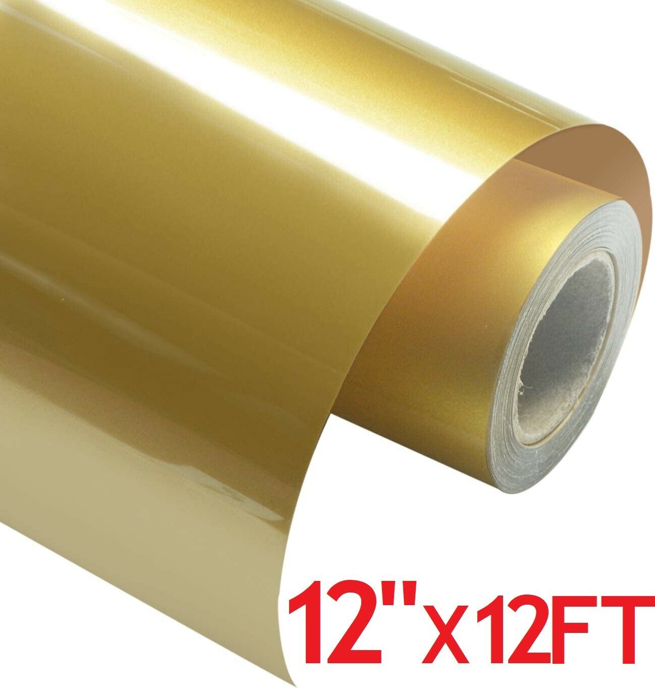 12 x 12FT Gold HTV Iron On Heat Transfer Vinyl Roll for T Shirt Shoes Hats  Bags